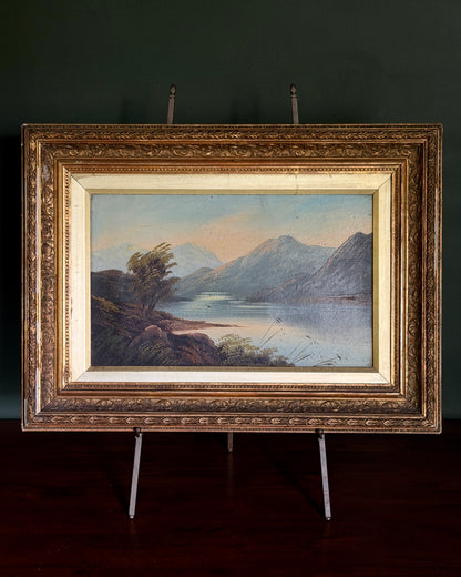 Antique Mountain and Lake Painting