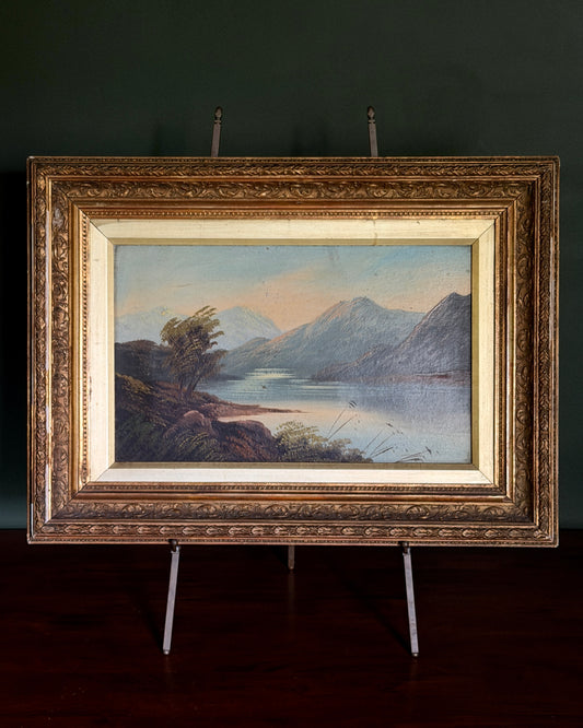 Antique Mountain and Lake Painting