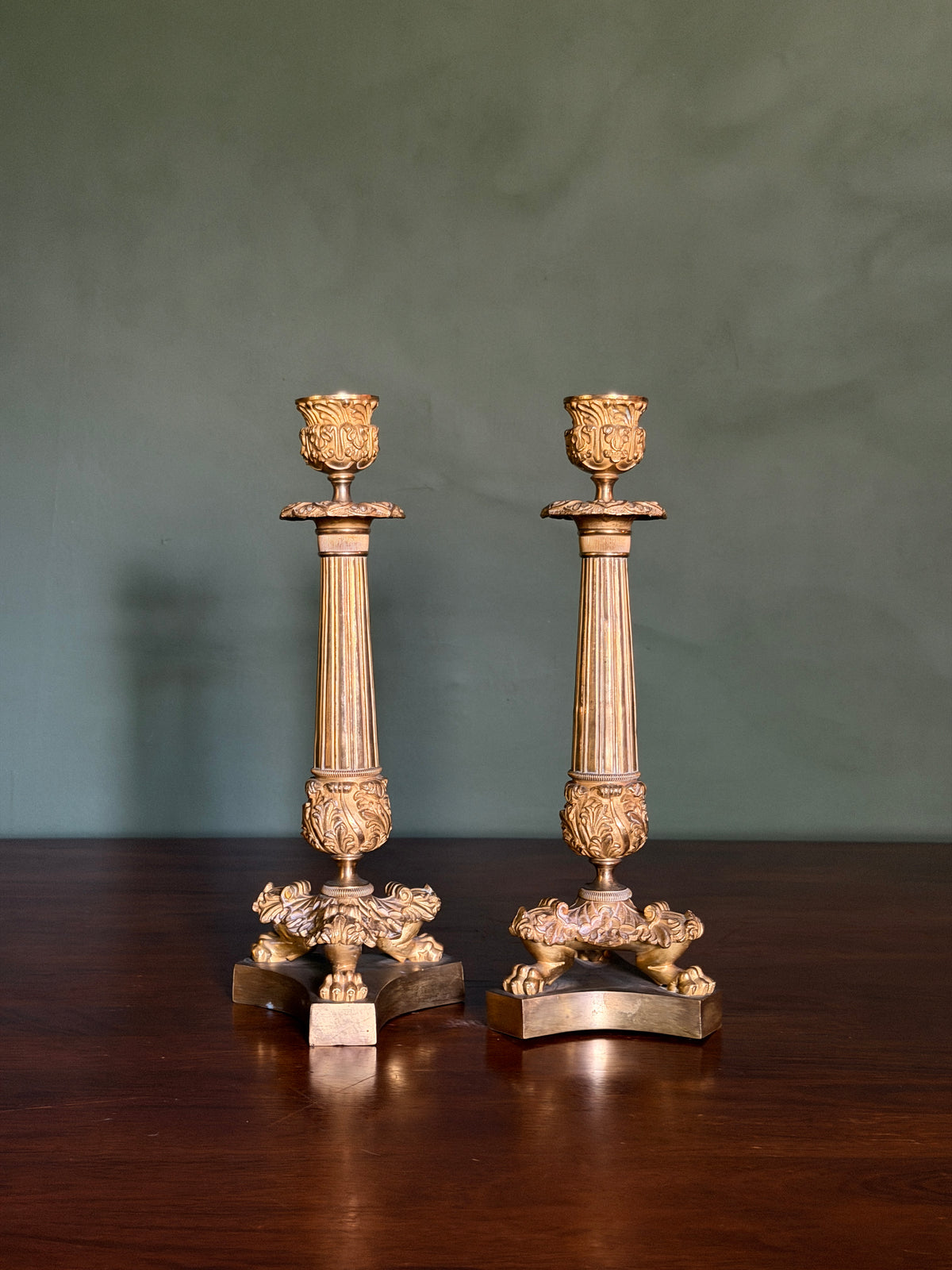 French Clawfoot Candlestick Pair