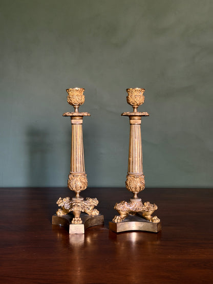 French Clawfoot Candlestick Pair