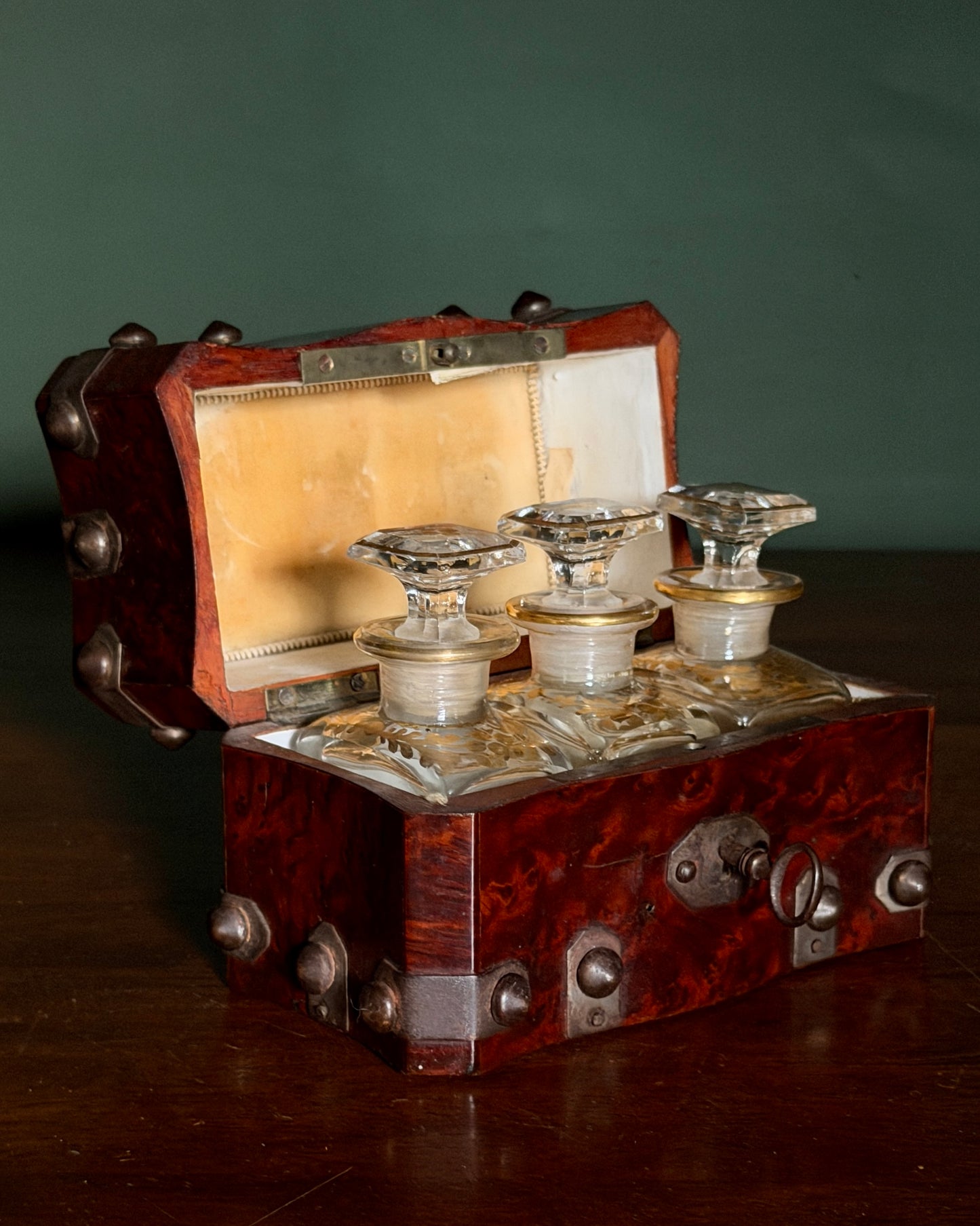 French Studded Wood Perfume Casket