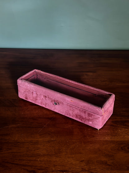 French Tufted Silk Glove Box with Beveled Glass Lid