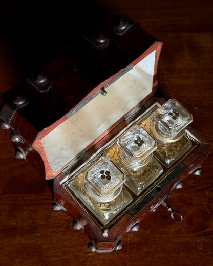 French Studded Wood Perfume Casket