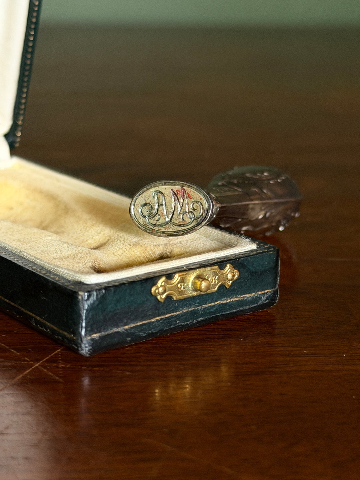 Silverplate Wax Seal that Stamps "MA"