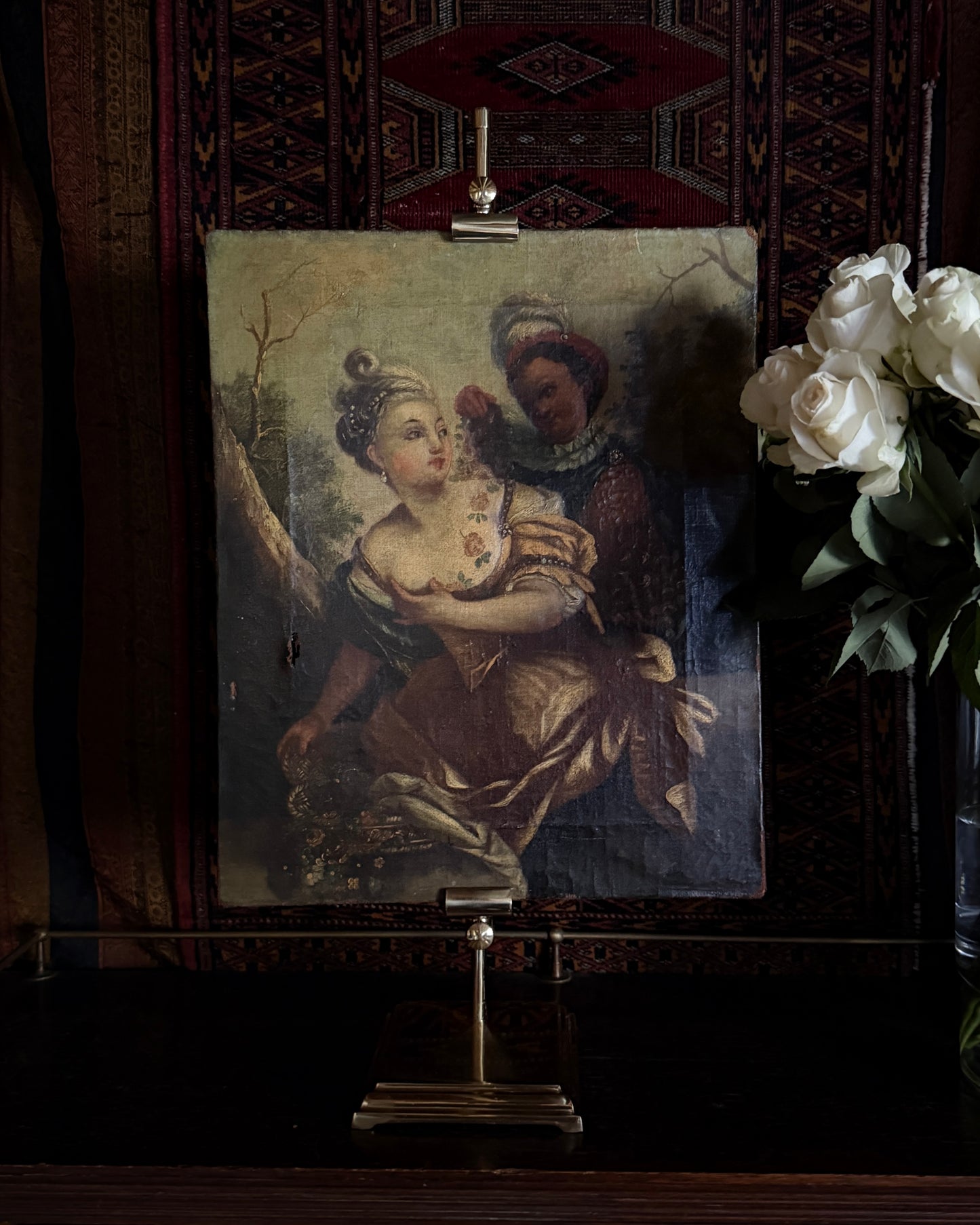 Large Brass Tabletop Gallery Easel