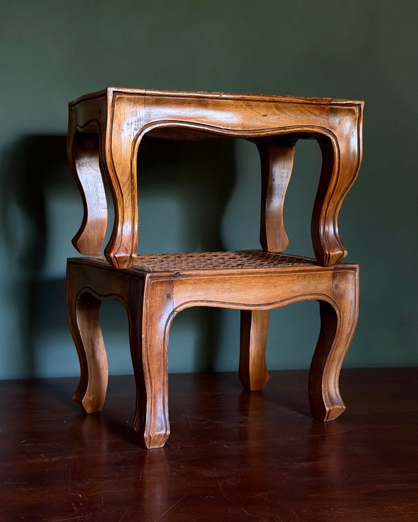 French Silhouette Caned Stool